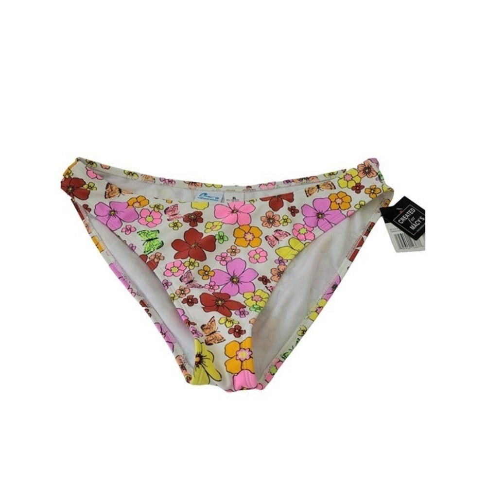California Waves Floral Butterfly Bikini Bottom XL Pink Yellow Hipster Swim